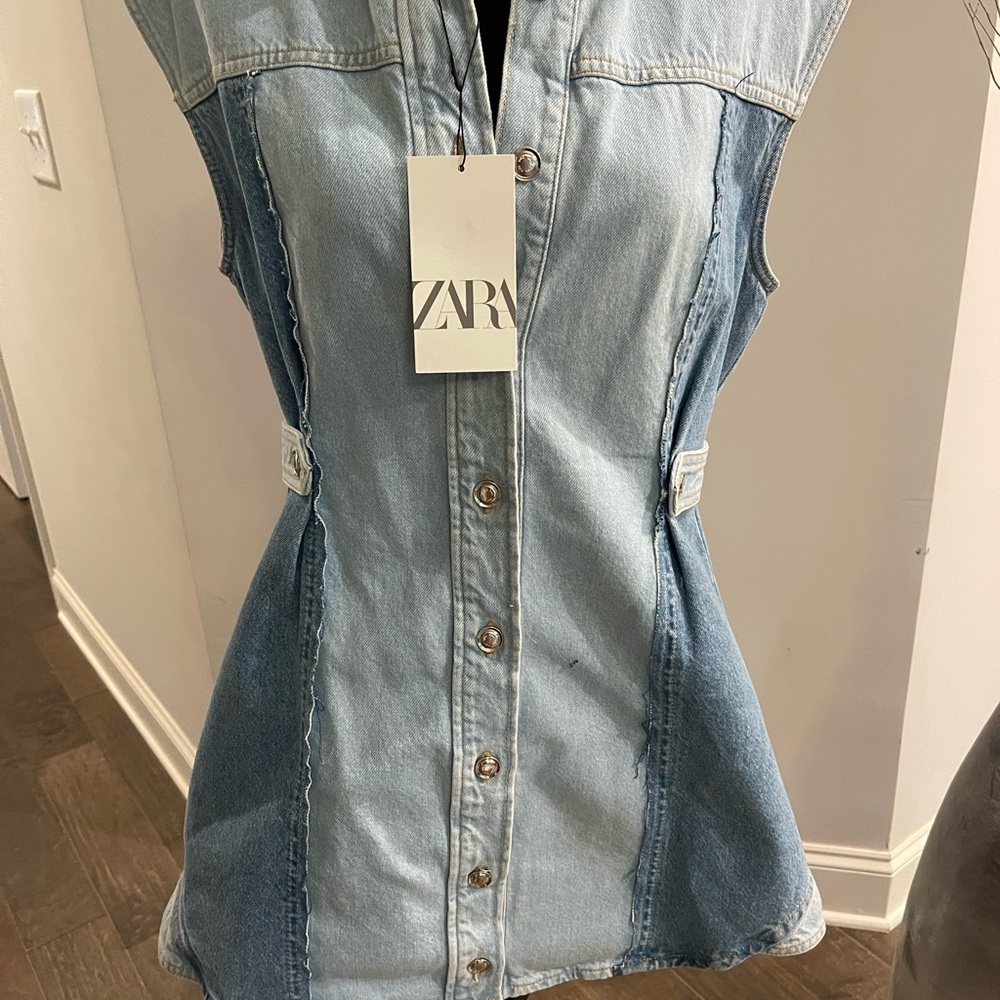 Zara Women's Blue Denim Dress NWT